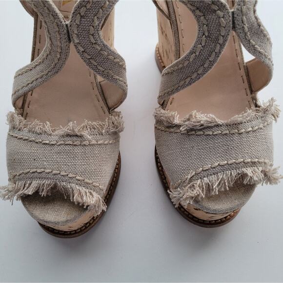 Prada Cream Jute Cork Wedge Sandals Size 39 size 8 - Picture 5 of 9